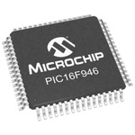 Microchip PIC16F946-I/PT, 8bit PIC Microcontroller, PIC16F, 20MHz, 14 kB, 256 B Flash, 64-Pin TQFP