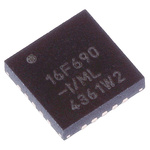 Microchip PIC16F690-I/ML, 8bit PIC Microcontroller, PIC16F, 20MHz, 256 B, 4096 x 14 words Flash, 20-Pin QFN