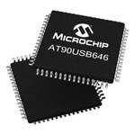 Microchip AT90USB646-AU, 8bit AVR Microcontroller, AT90, 16MHz, 64 kB Flash, 64-Pin TQFP