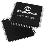 Microchip AT91SAM7S256D-AU, 32bit ARM7TDMI Microcontroller, AT91, 55MHz, 256 kB Flash, 64-Pin LQFP