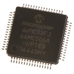 Microchip dsPIC33FJ64MC506A-I/PT, 16bit dsPIC Microcontroller, dsPIC33F, 40MIPS, 64 kB Flash, 64-Pin TQFP