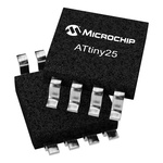 Microchip ATTINY25V-10SSU, 8bit AVR Microcontroller, ATtiny25, 10MHz, 2 kB Flash, 8-Pin SOIC