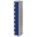 RS PRO 6 Door Vented Mild Steel Blue Locker, 1800 mm x 300 mm x 450mm