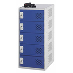 RS PRO 5 Door Vented Mild Steel Blue Locker, 900 mm x 450 mm x 450mm