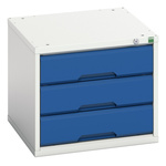 Bott 3 Drawer Storage Unit, Steel, 450mm x 525mm x 550mm, Blue, Grey