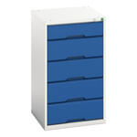 Bott 5 Drawer Storage Unit, Steel, 900mm x 525mm x 550mm, Blue, Grey