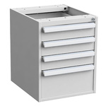 Treston 1, 3 Drawer Unit, Steel, 500mm x 450mm x 520mm, Grey