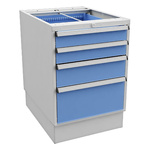 Treston 4 Drawer Unit, Steel, 800mm x 550mm x 715mm, Blue, Grey
