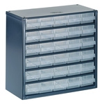 Raaco 30 Drawer Storage Unit, Steel, 283mm x 306mm x 150mm, Blue