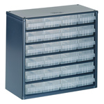 Raaco 24 Drawer Storage Unit, Steel, 283mm x 306mm x 150mm, Blue