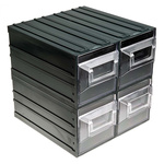 RS PRO 4 Drawer Storage Unit, Plastic, 208mm x 208mm x 222mm, Transparent