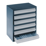 Raaco 6 Drawer Storage Unit, Steel, 435mm x 357mm x 255mm, Blue