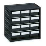 Treston 12 Drawer Storage Unit, PP, 290mm x 310mm x 180mm, Black