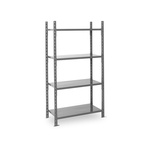 Manorga RAL 7024 4 Shelf Sheet Steel Modular Shelving Starter Bay, 2000mm x 1260mm, 600mm, 460kg Load