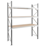 Manorga RAL 7035 Light Grey 3 Shelf Chipboard, Galvanised Steel Modular Shelving Starter Bay, 2000mm x 2500mm, 800mm,