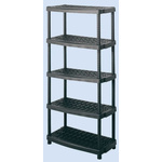 RS PRO Black 5 Shelf PP Shelving System, 1887mm x 930mm, 453mm, 70kg Load