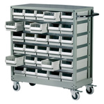 RS PRO 30 Drawer Storage Unit, Steel, 880mm x 880mm x 400mm, Grey
