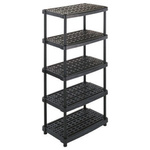 RS PRO Black 5 Shelf PP Shelving System, 1885mm x 930mm, 590mm, 70kg Load