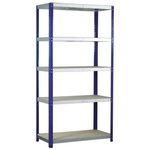 RS PRO 5 Shelf Chipboard, Galvanised Steel Shelving System, 1800mm x 900mm, 450mm, 265kg Load