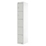 RS PRO 5 Door Steel Light Grey Storage Locker, 1800 mm x 300 mm x 450mm