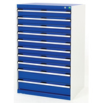 Bott 10 Drawer Storage Unit, Steel, 1200mm x 800mm x 650mm, Blue, Grey