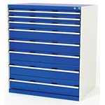Bott 8 Drawer Storage Unit, Steel, 1200mm x 1050mm x 750mm, Blue, Grey
