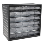RS PRO 30 Drawer Storage Unit, PP, 290mm x 310mm x 180mm, Grey