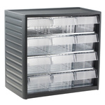 RS PRO 12 Drawer Storage Unit, PP, 290mm x 310mm x 180mm, Grey