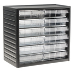 RS PRO 12 Drawer Storage Unit, PP, 290mm x 310mm x 180mm, Grey