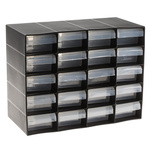 RS PRO 20 Drawer Unit, PP, 210mm x 270mm x 130mm, Black