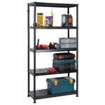 RS PRO Black 5 Shelf Shelving Unit, 1840mm x 900mm, 400mm, 50kg Load