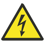 RS PRO Black/Yellow Vinyl Safety Labels, Symbol-Text 25 mm x 25mm