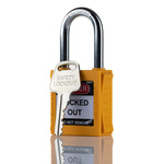 RS PRO Yellow 1-Lock Nylon, Steel Safety Lockout, 6.4mm Shackle