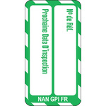 Brady White on Green Safety Inspection Tag, French Language, 20 per Pack