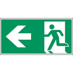 Polyester Emergency Exit Left, None,  With Pictogram Only, Exit Sign