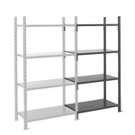 Manorga RAL 7024 4 Shelf Sheet Steel Modular Shelving Extension Bay, 2000mm x 1260mm, 1000mm, 460kg Load