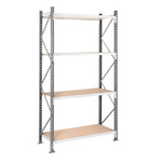 Manorga RAL 7035 Light Grey 4 Shelf Chipboard, Galvanised Steel Modular Shelving Starter Bay, 2500mm x 1500mm, 600mm,