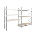 Manorga RAL 7035 Light Grey 4 Shelf Chipboard, Galvanised Steel Modular Shelving Extension Bay, 2500mm x 1800mm, 800mm,