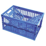 RS PRO 60L Blue PP Large Folding Crate, 290mm x 575mm x 380mm