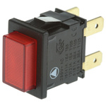 Arcolectric Double Pole Double Throw (DPDT) Latching Red LED Miniature Push Button Switch, IP65, 12.9 x 19.8mm, Panel