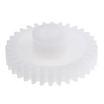 RS PRO POM 36 Teeth Spur Gear, 0.5 Module, 5mm Bore Diam, 18mm Pitch Diam, 10mm Hub Diam