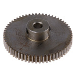 RS PRO Steel 60 Teeth Spur Gear, 0.5 Module, 4mm Bore Diam, 30mm Pitch Diam, 10mm Hub Diam