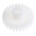 RS PRO POM 28 Teeth Spur Gear, 1 Module, 5mm Bore Diam, 28mm Pitch Diam, 11.7mm Hub Diam