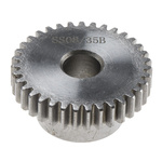 RS PRO Steel 35 Teeth Spur Gear, 0.8 Module, 8mm Bore Diam, 28mm Pitch Diam, 19mm Hub Diam