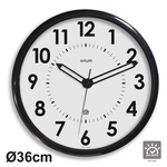 Orium Black Radio Controlled Analog Wall Clock, 360mm Diameter