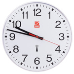 RS PRO White Radio Controlled Analog Wall Clock, 300mm Diameter