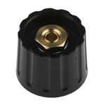 RS PRO 21.3mm Black Potentiometer Knob for 6.4mm Shaft Slotted