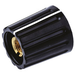 RS PRO 14.7mm Black Potentiometer Knob for 6mm Shaft Screw Fix