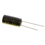 Panasonic 1500μF Aluminium Electrolytic Capacitor 6.3V dc, Radial, Through Hole - EEUFM0J152