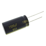 Panasonic 1500μF Aluminium Electrolytic Capacitor 63V dc, Radial, Through Hole - EEUFC1J152